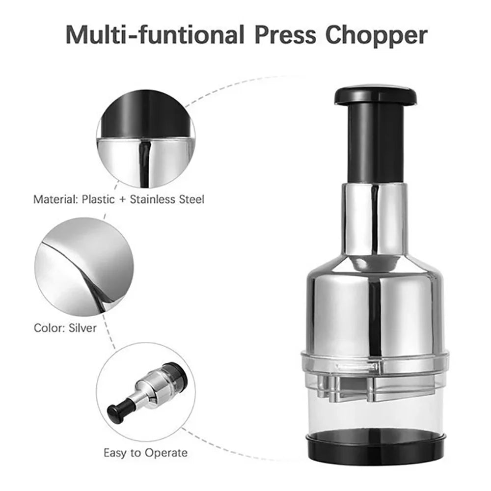 EIMELI Food Chopper, Manual Handheld Kitchen Slicer with Stainless Steel ZigZag Blade-One Piece Salad Vegetable Chopper and Slicer-Manual Mini Hand Chopper-Onion, Garlic