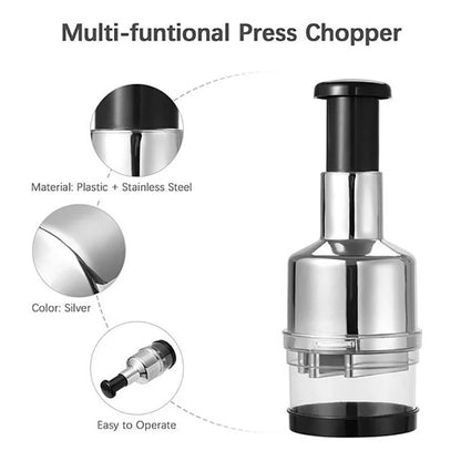 EIMELI Food Chopper, Manual Handheld Kitchen Slicer with Stainless Steel ZigZag Blade-One Piece Salad Vegetable Chopper and Slicer-Manual Mini Hand Chopper-Onion, Garlic