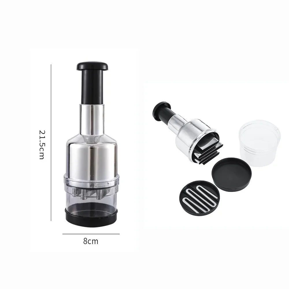 EIMELI Food Chopper, Manual Handheld Kitchen Slicer with Stainless Steel ZigZag Blade-One Piece Salad Vegetable Chopper and Slicer-Manual Mini Hand Chopper-Onion, Garlic