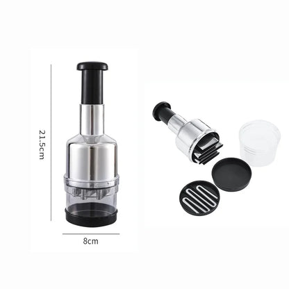 EIMELI Food Chopper, Manual Handheld Kitchen Slicer with Stainless Steel ZigZag Blade-One Piece Salad Vegetable Chopper and Slicer-Manual Mini Hand Chopper-Onion, Garlic