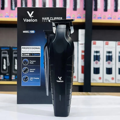 ✂️ Vaelon Professional Hair Clipper – Model 589 | USB Rechargeable | Precision Trimming (1–3mm)