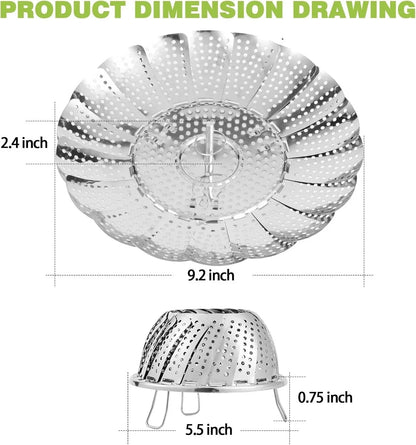 Stainless Steel Folding Vegetable Steamer Basket for Pots 5.5in to 9.2in