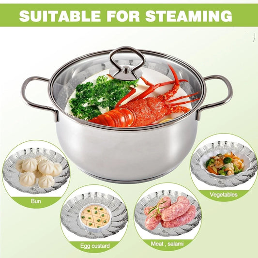 Stainless Steel Folding Vegetable Steamer Basket for Pots 5.5in to 9.2in